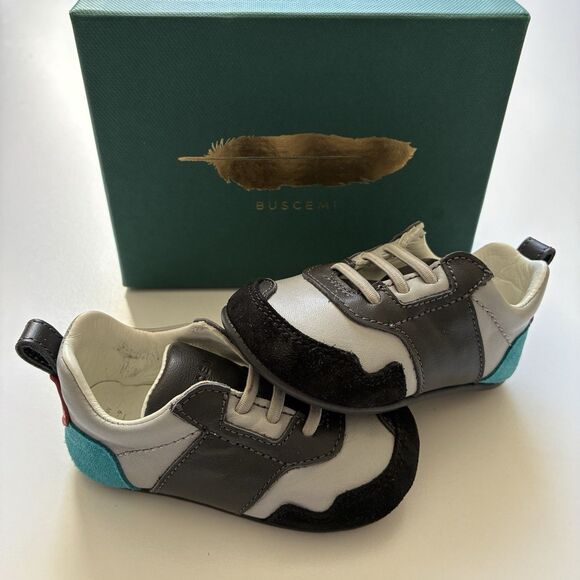 Buscemi Ventura Baby Grey Trio Sneakers US 6-12 Months Infant Leather Shoe - Picture 1 of 10